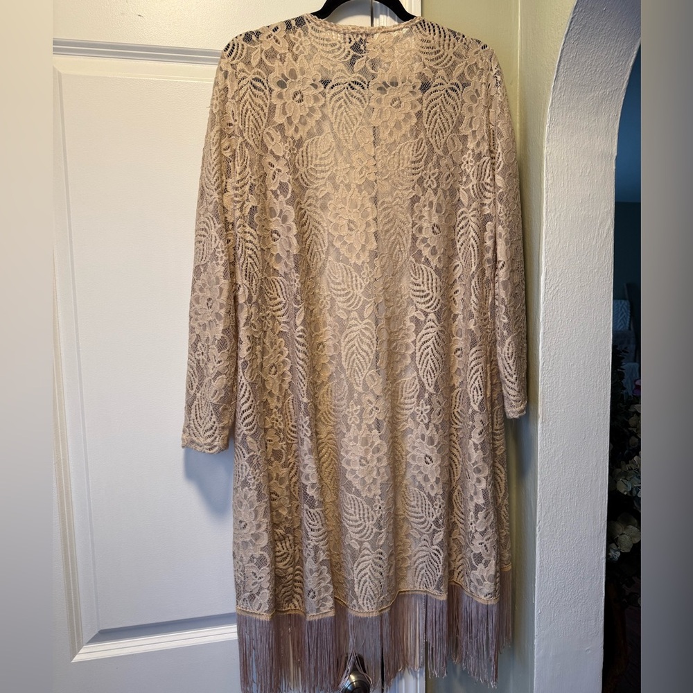 Elegant Lace Fringe Cardigan - Picture 3 of 3